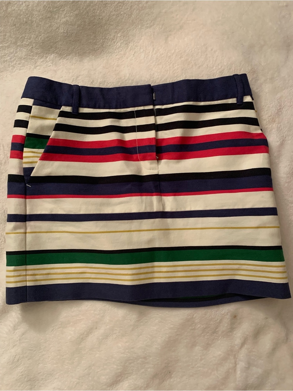 J. Crew Multicolor Striped Cotton-Blend Mini Skirt in Navy, Red, Green, Cream